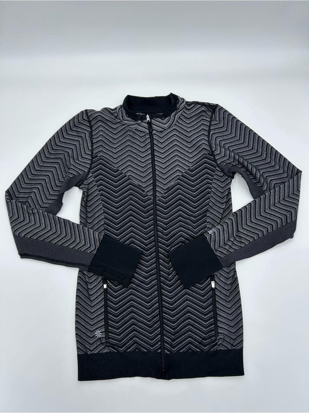 Athleta Women's Chevron Zip-Front Performance Jacket - Black & Gray M
